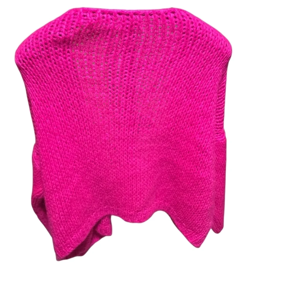 Beauregard Women's Oversized Open Front Pink Sweater Mohair Blend Large